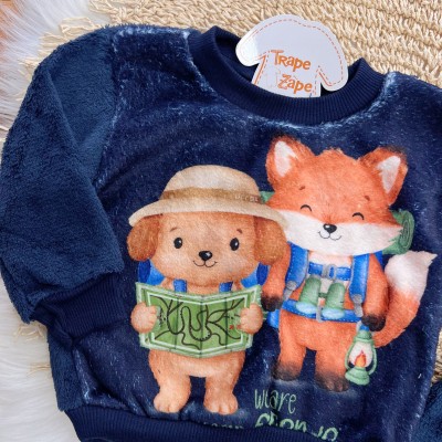  Conj. Casaco Raposa com Doguinho Aventureiros e Calça de Pelinho - Marinho